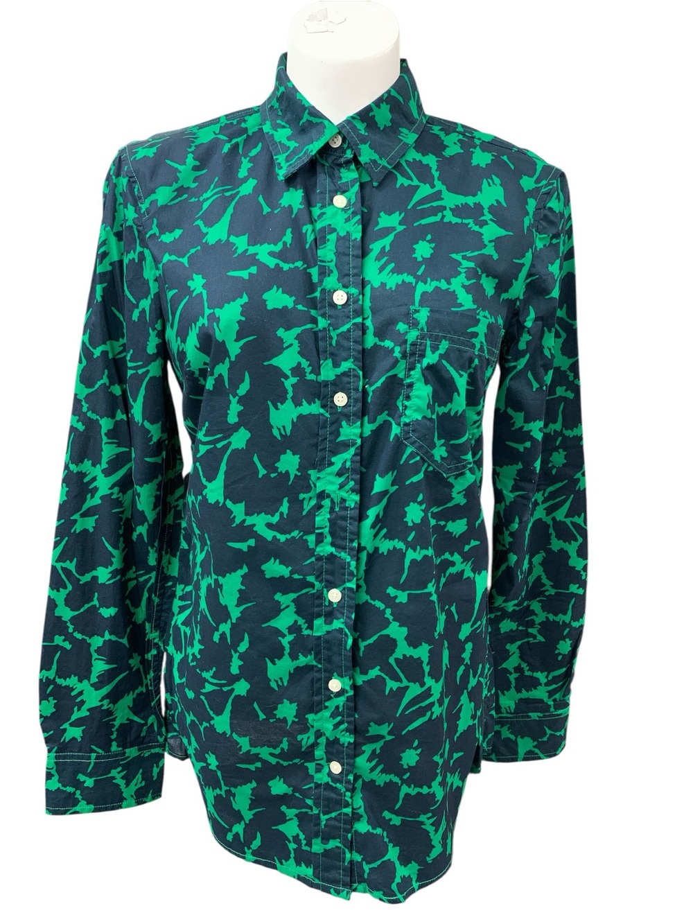 GAP Green and Navy Abstract Print Button-Up Shirt Size S